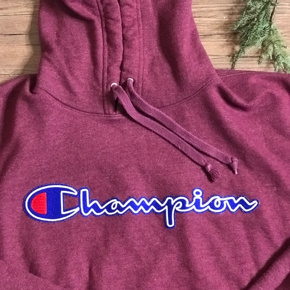 Champion Embroidered Maroon Hoodie Men’s Large - Picture 3 of 6